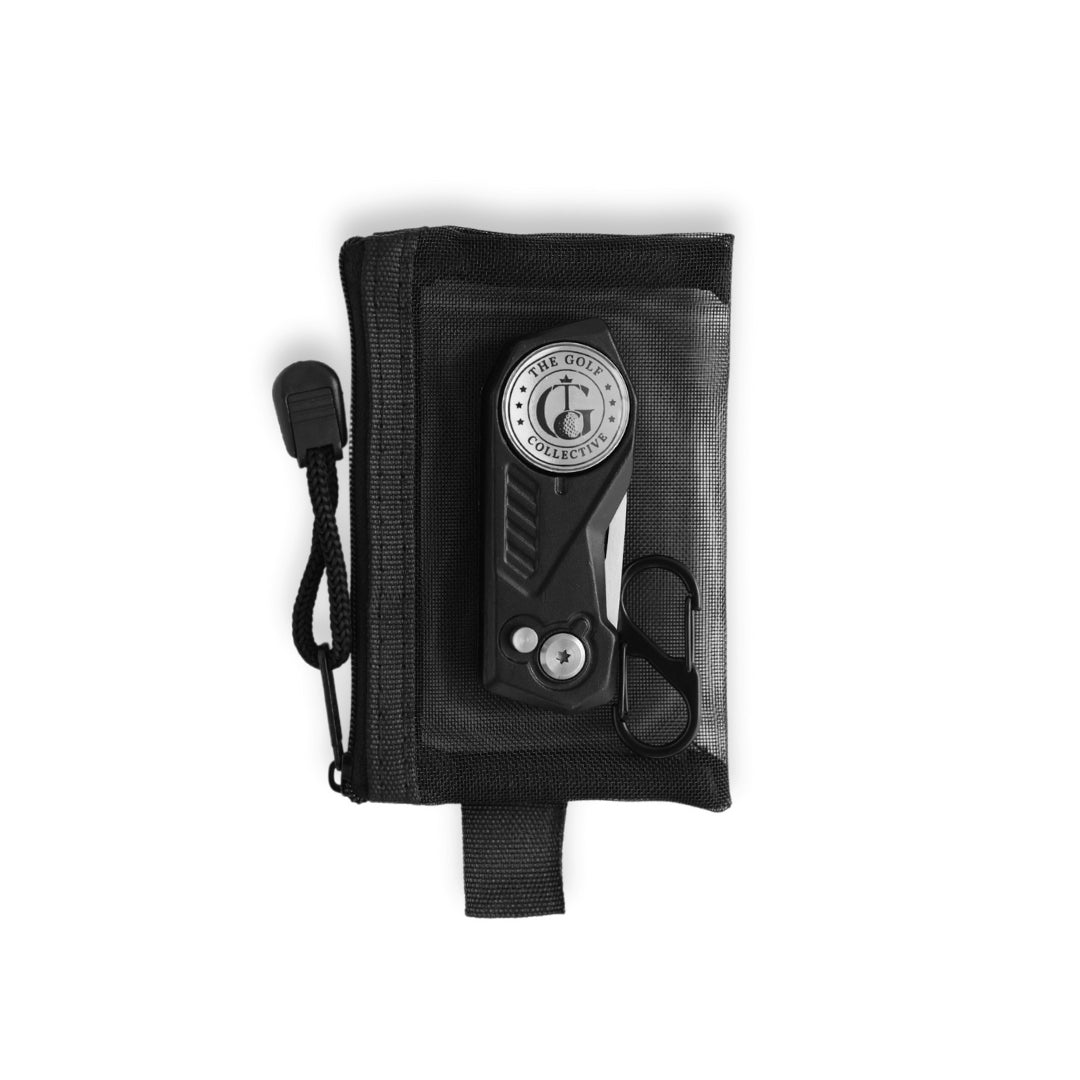 Metal Divot Tool with Ball Marker & Accessory Pouch